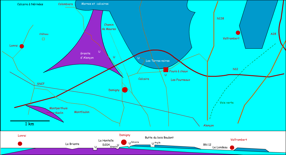 Damigny carte géologique