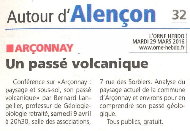 Conférence Volcanisme Arçonnay