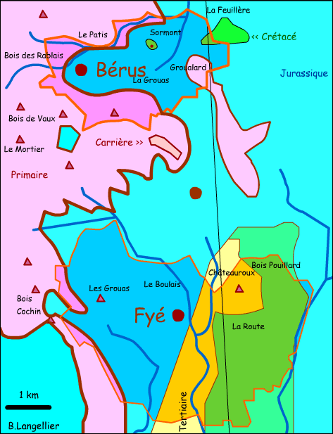 Carte géologique Bérus Oisseau Fyé