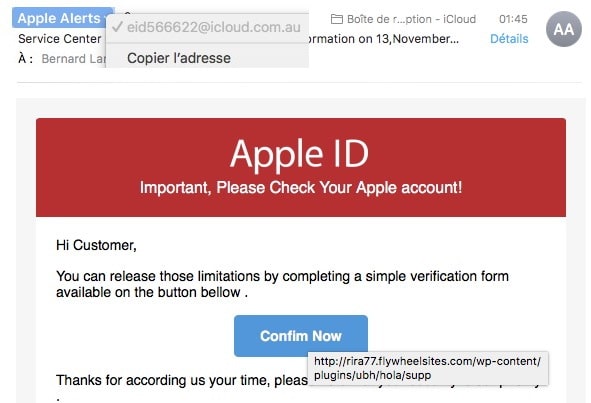 Autre phishing Apple